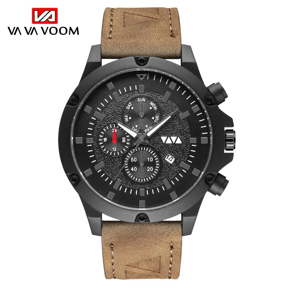 VA VOOM мужские часы кварцевые наручные Топ бренд Роскошные спортивные большие