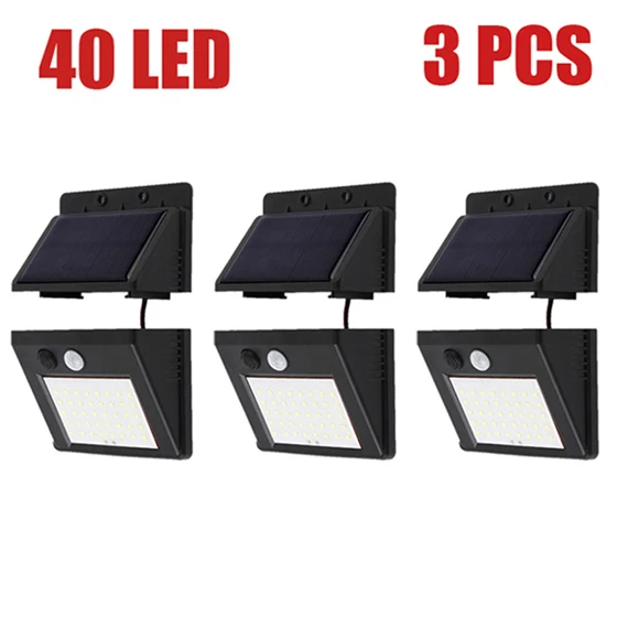 40led-3pcs 64 светодиода Открытый Сплит солнечный светильник Лампа PIR датчик движения 3 режима Водонепроницаемый отдельный сад уличный ночник Настенный светильник - Испускаемый цвет: 40led-3pcs