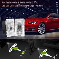 2pcs for tesla model s 3 x y led the latest upgrade non fade car door welcome light logo projector laser lamp ghost shadow light