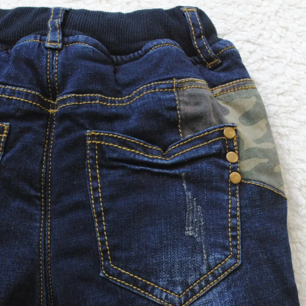 4073 очень теплые детские джинсы зимние плотные штаны с хлопковой подкладкой для