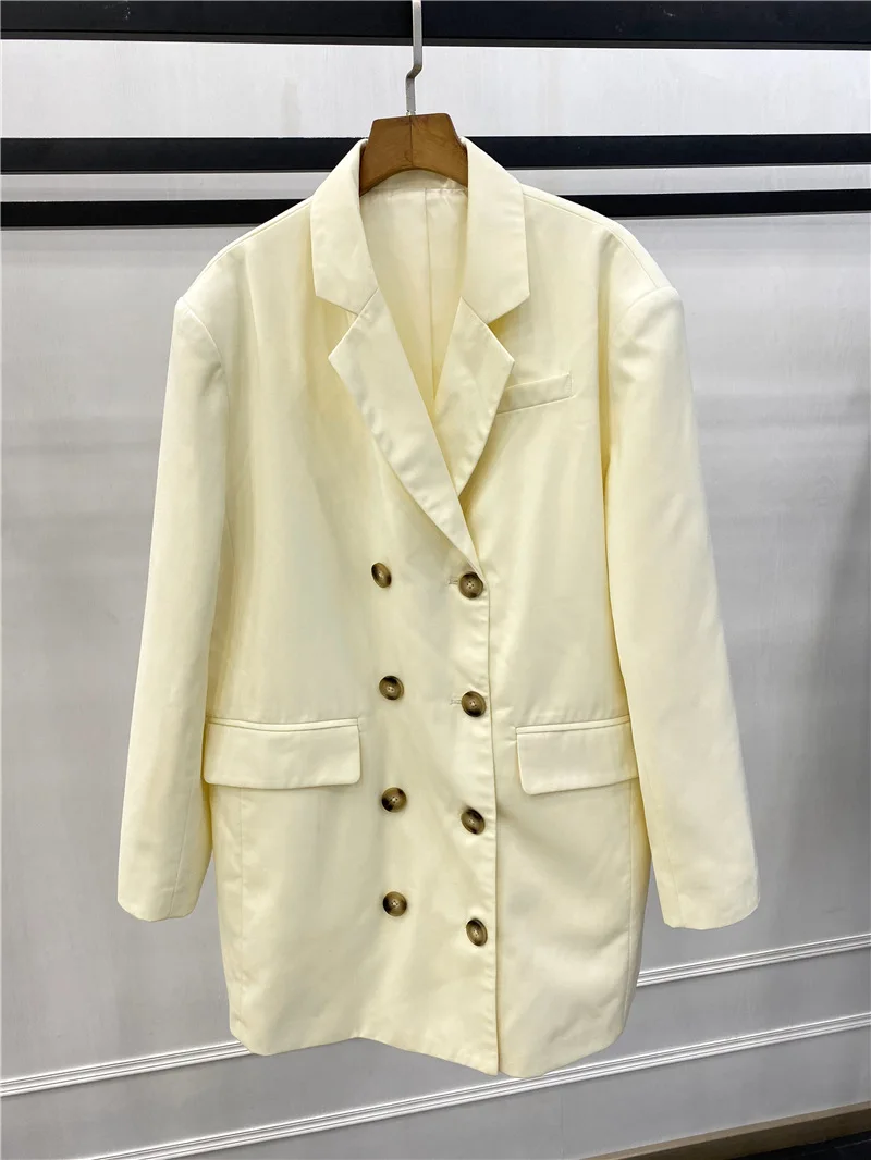 

Универсальное Женское пальто, новинка осень-зима 2021, двубортный лацканый костюм, свободная куртка средней длины