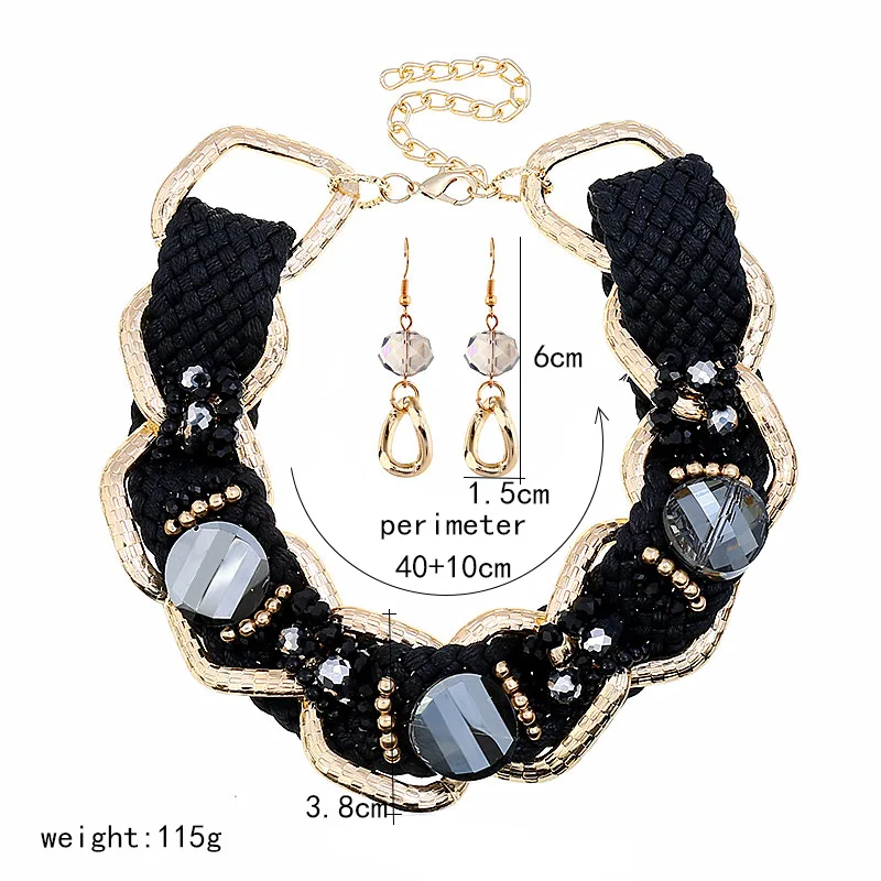Африканские ювелирные изделия большая цепочка из сплава черный кристалл модное