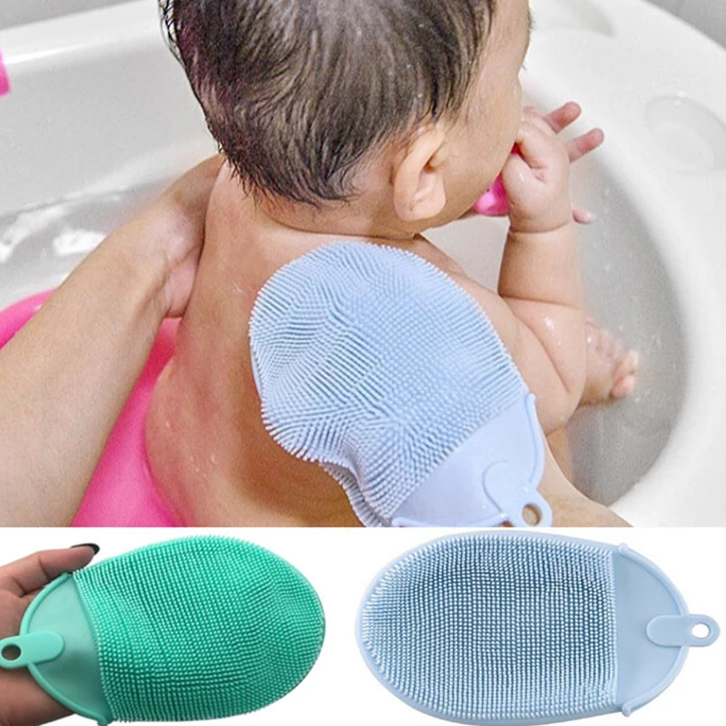 

Silicone Massage Bath Brush with Hook Soft Exfoliating Gloves Baby Showers Cleaning Mud Dirt Remover Scrub Showers Bubble