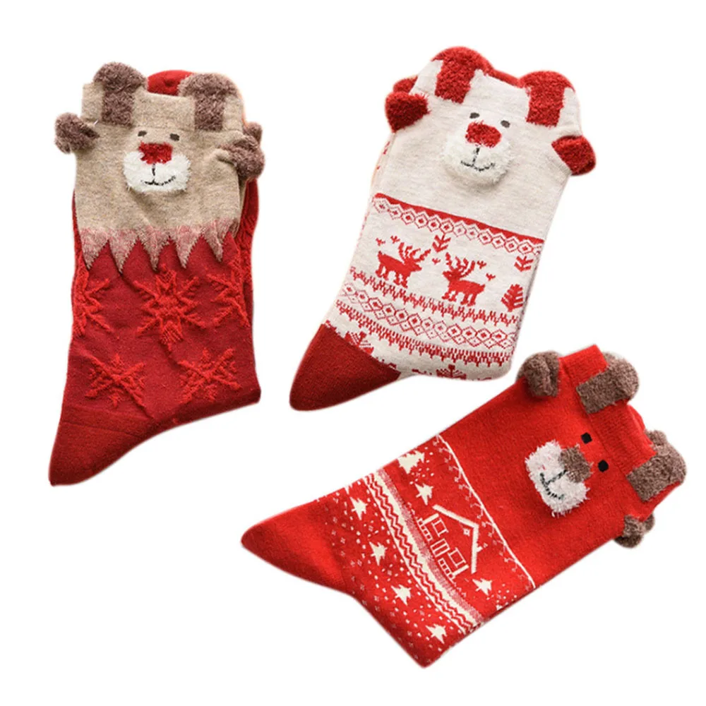 Christmas Women Sock Winter Warm Gifts Stereo Socks Soft Cotton Cute Santa Claus Deer Unisex Xmas | Женская одежда