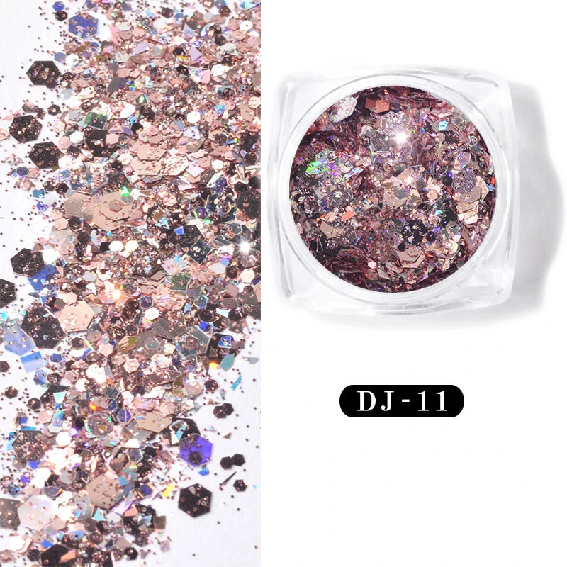 1 коробка глиттер для ногтей смешанный шестигранный круглый симфонический