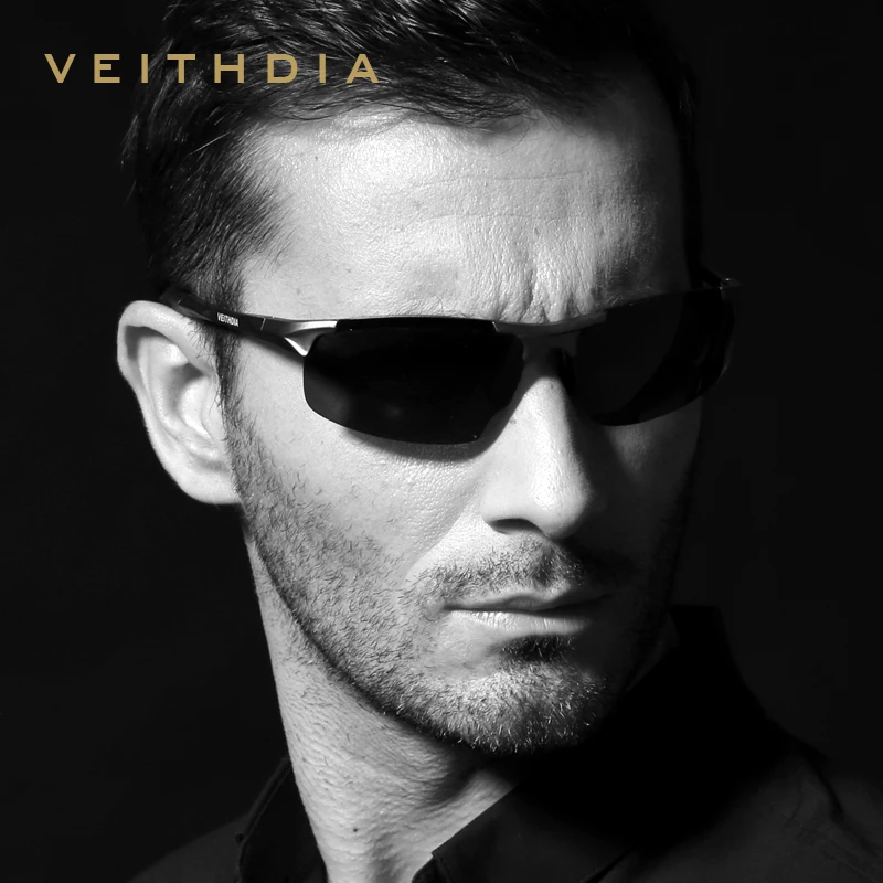 Мужские солнцезащитные очки без оправы VEITHDIA дизайнерские алюминиево магниевые с