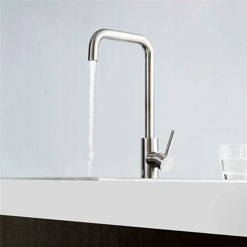 Diiib Нержавеющая сталь Кухня кран для раковины 360 ° Вращение смеситель горячей и