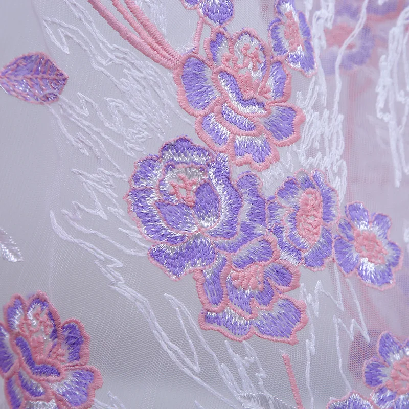 Розовый мягкий красочный вышитые кружева тюль платье свадебное ткань у двора