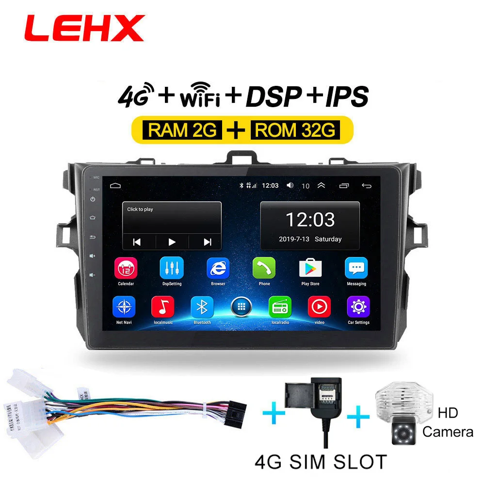 LE932-4G-CAM LEHX автомобиль радио Android 8,1 мультимедийный плеер для Защитные чехлы для сидений, сшитые специально для Toyota Corolla E140/150 2006 2007-2009 2010 2011 2012 2013 WI-FI gps навигации - Цвет: LE932-4G-CAM