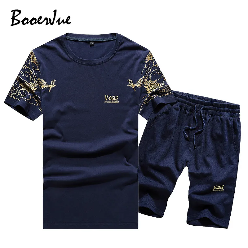 Для мужчин s спортивные костюмы комплекты с короткими рукавами спортивный костюм