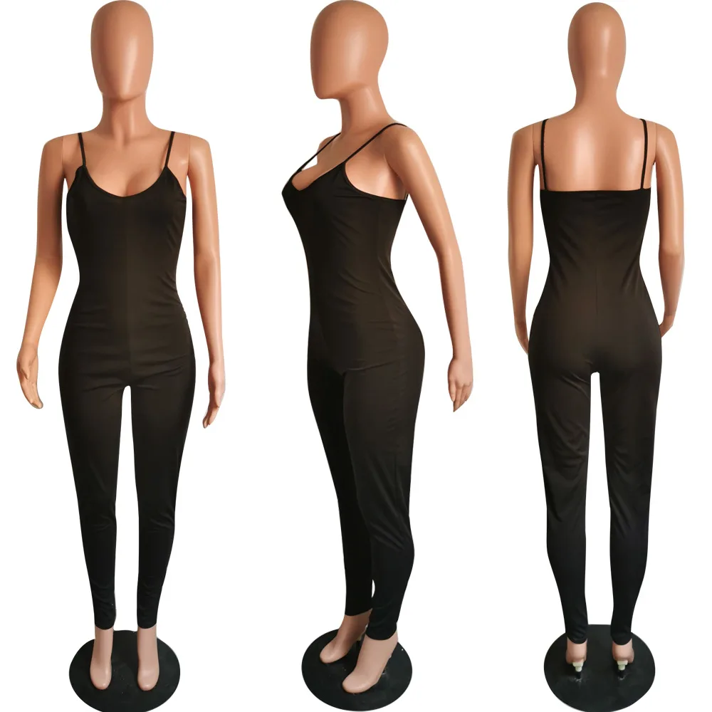 Женский спортивный комбинезон без рукавов повседневный слитный с V-образным