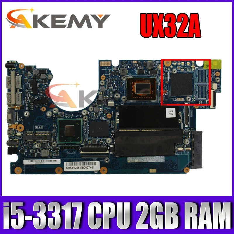 

UX32A Motherboard i5-3317 CPU 2GB RAM For ASUS Zenbook UX32 UX32A UX32V UX32VD laptop mainboard UX32A Mainboard 100% Tested
