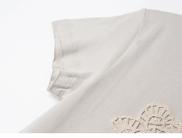 

Women Short Sleeve Cotton T-shirt 2021 Summer Letter Crochet Tshirt O-neck SCasual Ladies Tee Tops