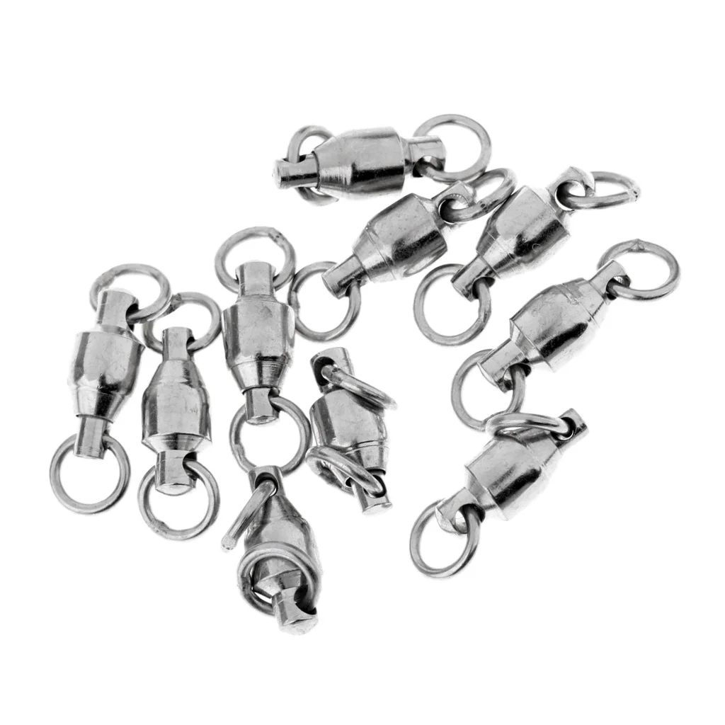 

20Pcs Heavy Duty Ball Bearing Swivel Solid Rings Black Fishing Swivel 6#