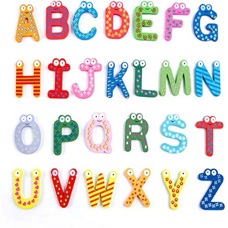 

26 шт., деревянные магниты в виде букв