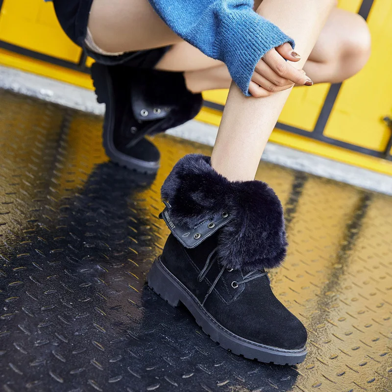 New Winter Fur Boots Thickened Plush Women Snow Boots Green Camel Mid-calf Boots Double Wearing Botas Mujer images - 6