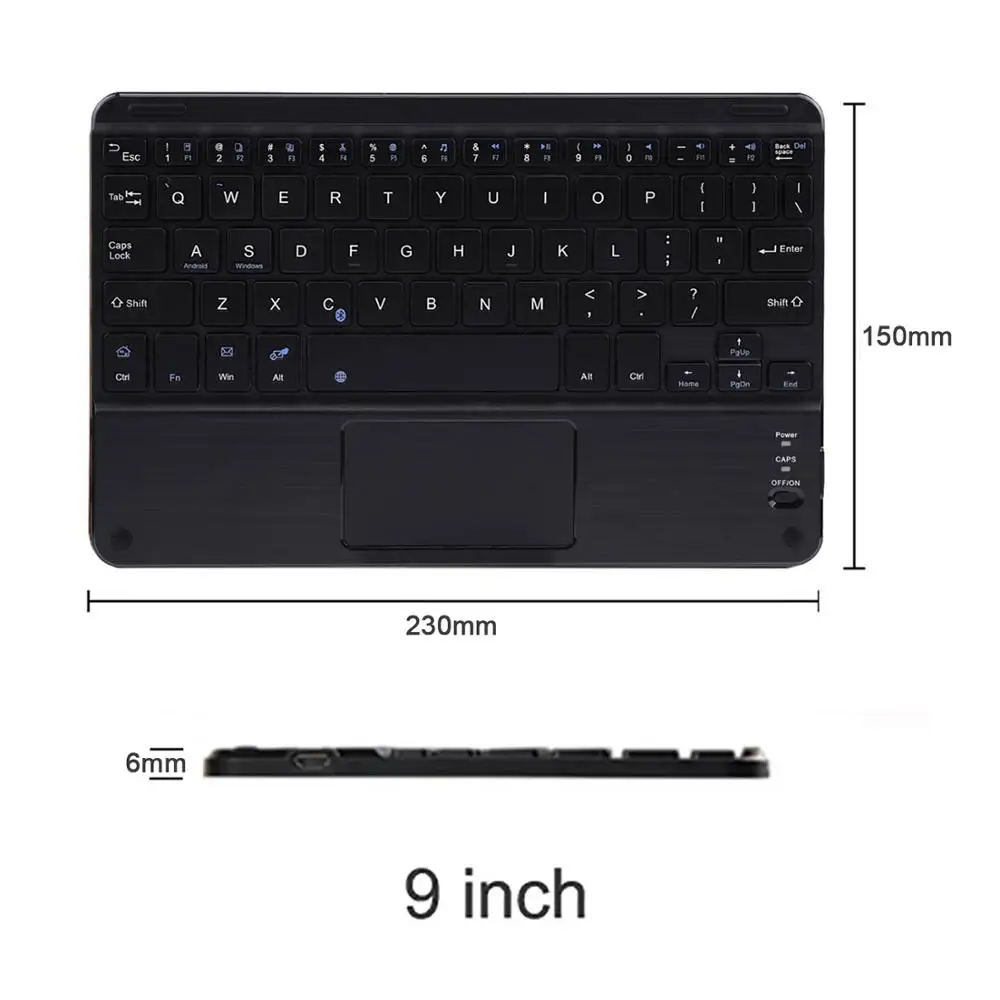 9 inch with Touchpad Сенсорная Беспроводная Bluetooth клавиатура для Android планшетного ПК ноутбука Универсальная Портативная Мини Беспроводная Bluetooth клавиатура с тачпадом - Цвет: 9 inch with Touchpad