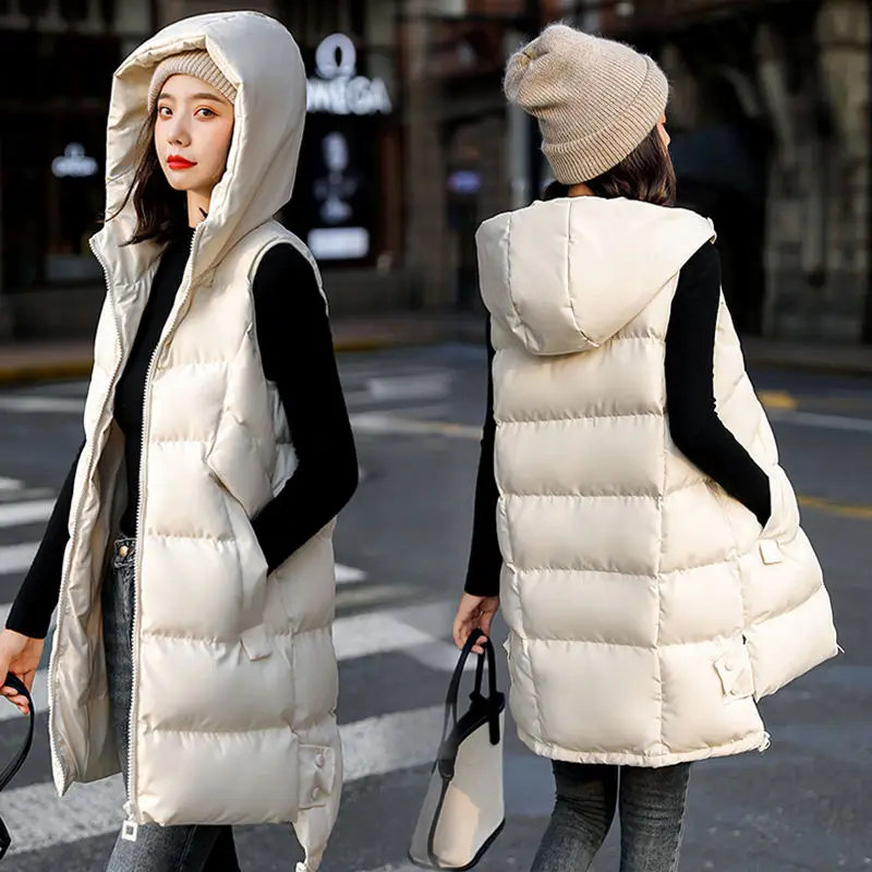 

2020 New Autumn And Winter Women's Vest Loose Mid-Length Women's Waistcoat Large Size Women's Sleeveless Jacket