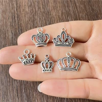 junkang zinc alloy retro tibetan silver hollow crown small pendant diy bracelet necklace jewelry connector making accessories