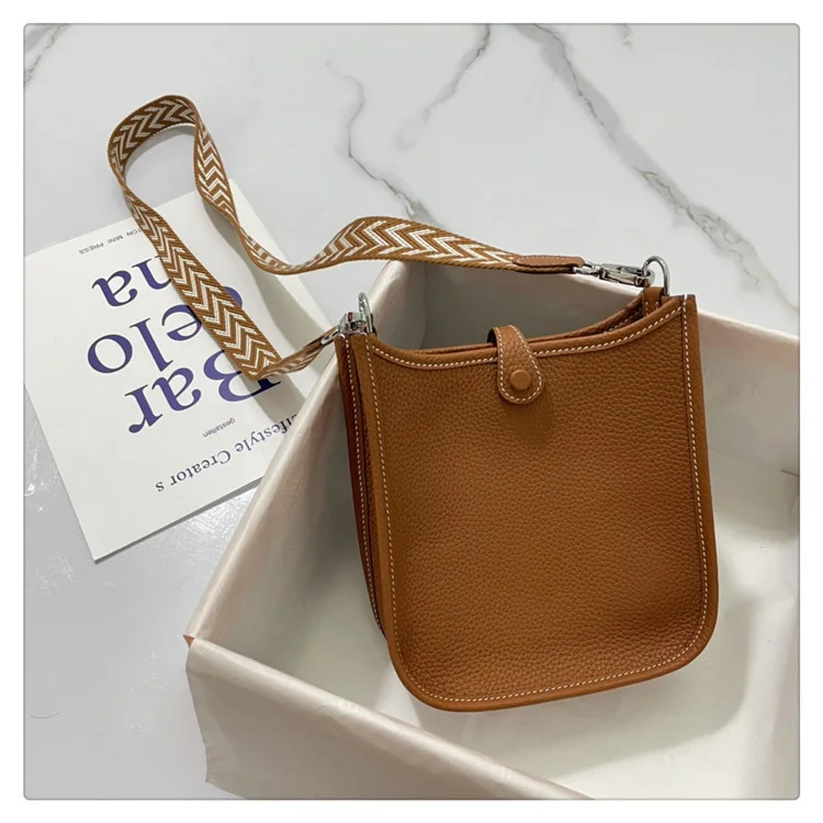 

bags for women 2021 new Togo skin leather Mini bucket bag punching bag One Shoulder bag Messenger Bag Handbag Women's bag