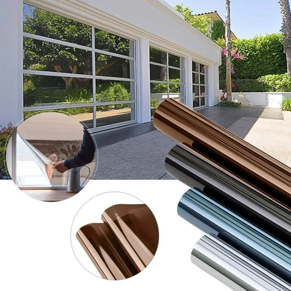 

One Way Mirror Reflective Window Film Daytime Privacy Stained for Glass Vinyl Self Adhesive Film Anti UV Insulation Window Tint