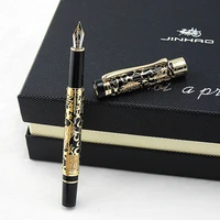 jinhao pen exquisite dragon gold carved designs fountain pen 0 5mm iraurita writing pens stationery school office supplies