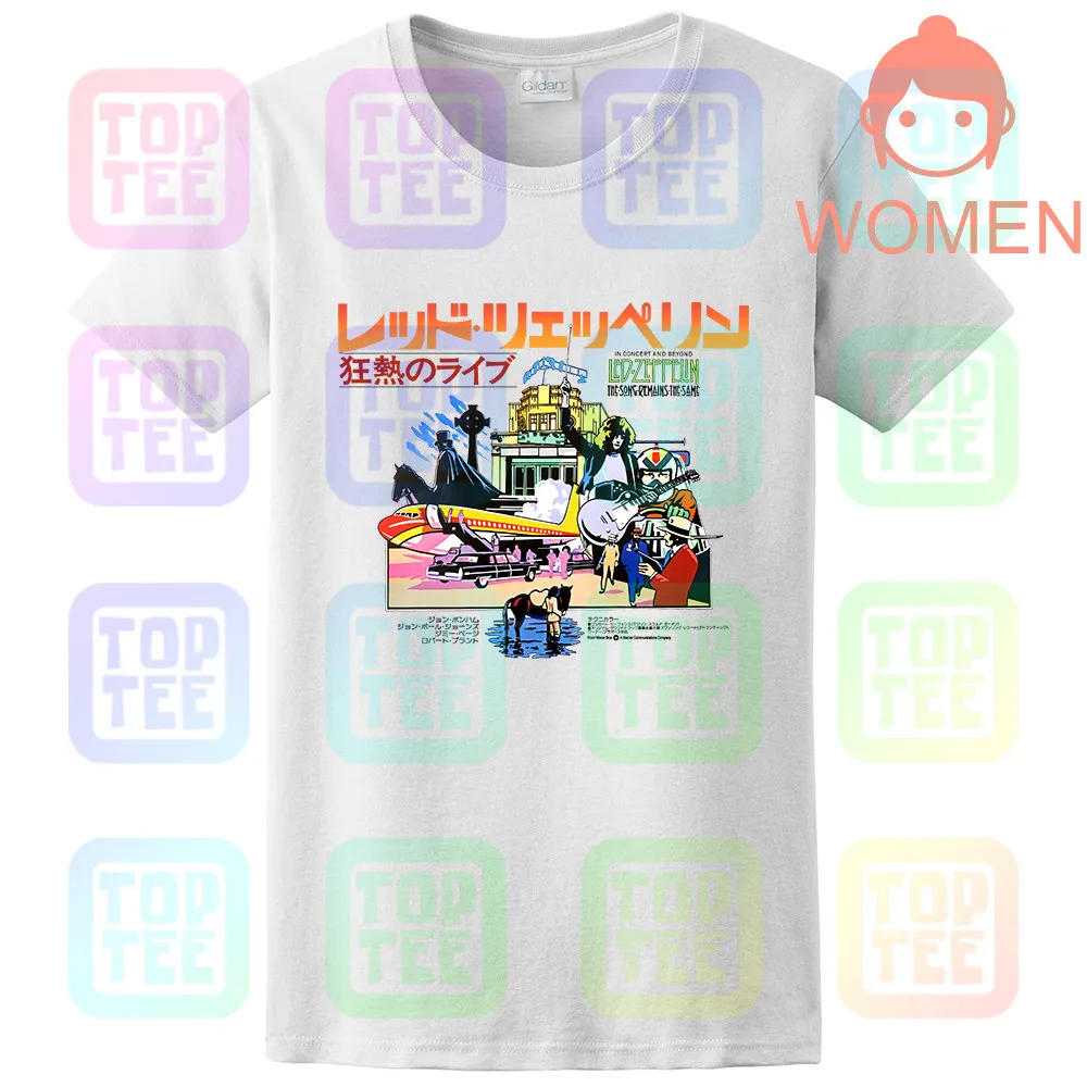 WOMEN-WHITE Led Zeppelin группа футболка Японская песня остается тот же фильм Ретро Винтаж уличная размеры S-3Xl - Цвет: WOMEN-WHITE