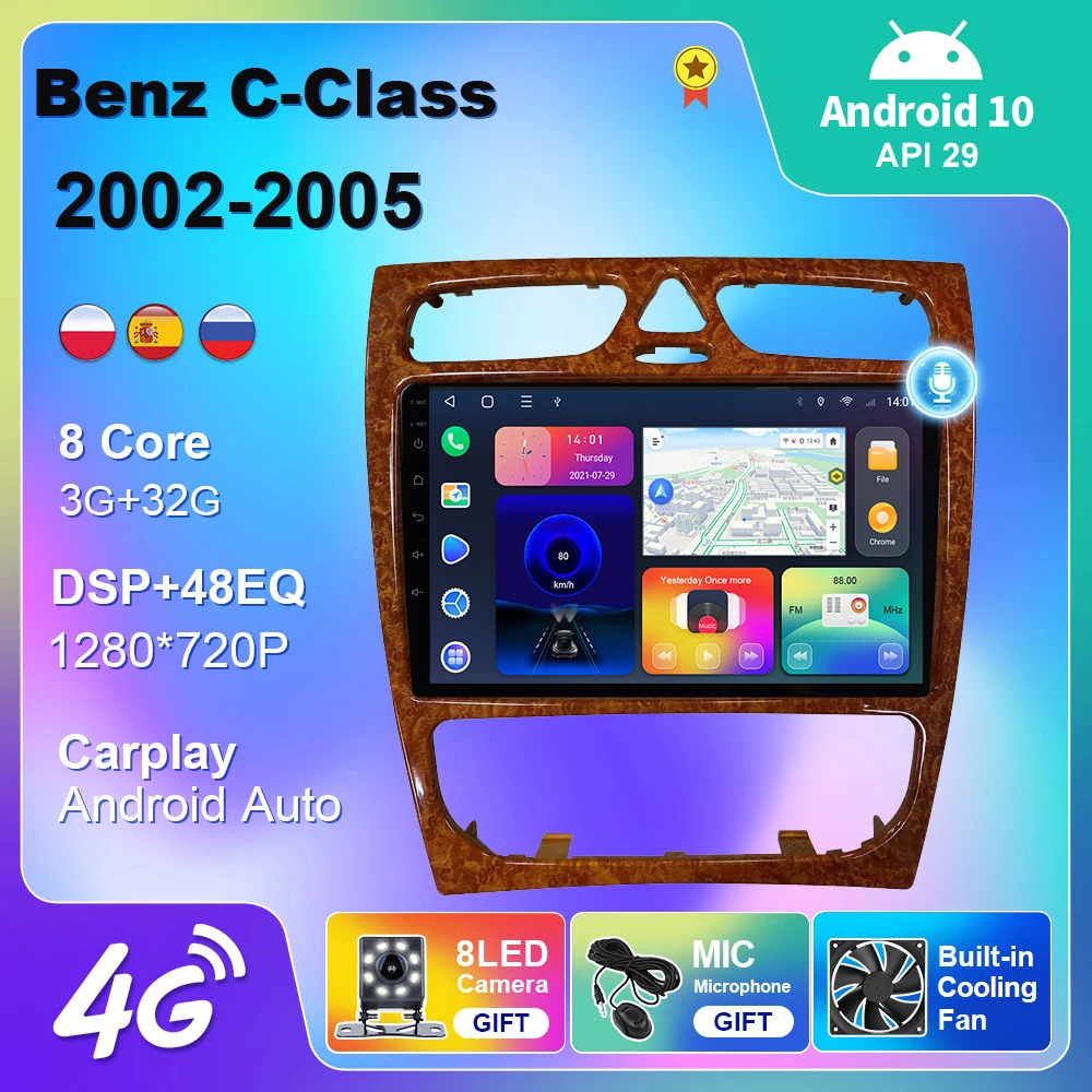 

For Mercedes Benz C-Class W203 C200 C320 C350 CLK W209 2002-2005 Car Radio Multimedia Player Navigation Carplay 2 din Android 10
