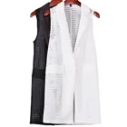 Женский кардиган, жакет с лацканами, однотонный, Повседневный, лето-осень, Женский безрукавный жилет