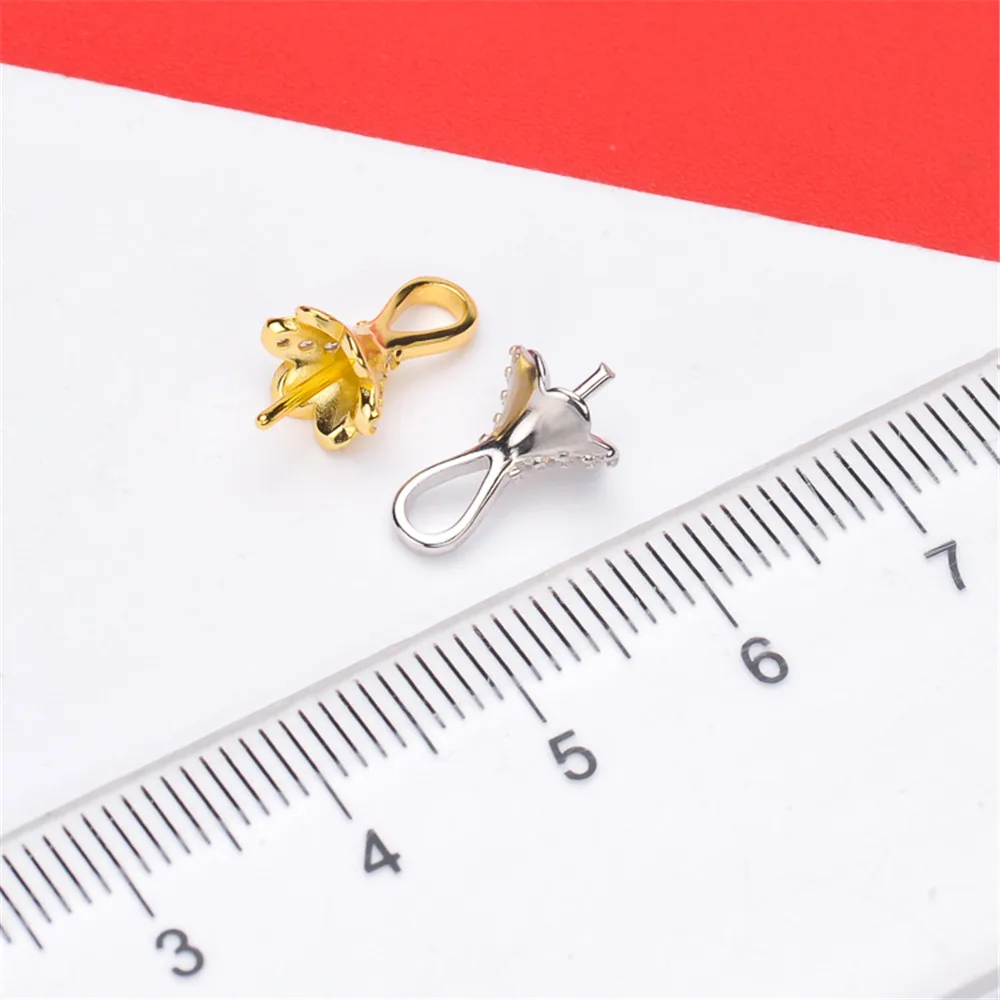 

Retro Style Metal 925 Sterling Silver Connector Pearl Bead Caps Diy Jewelry Accessories