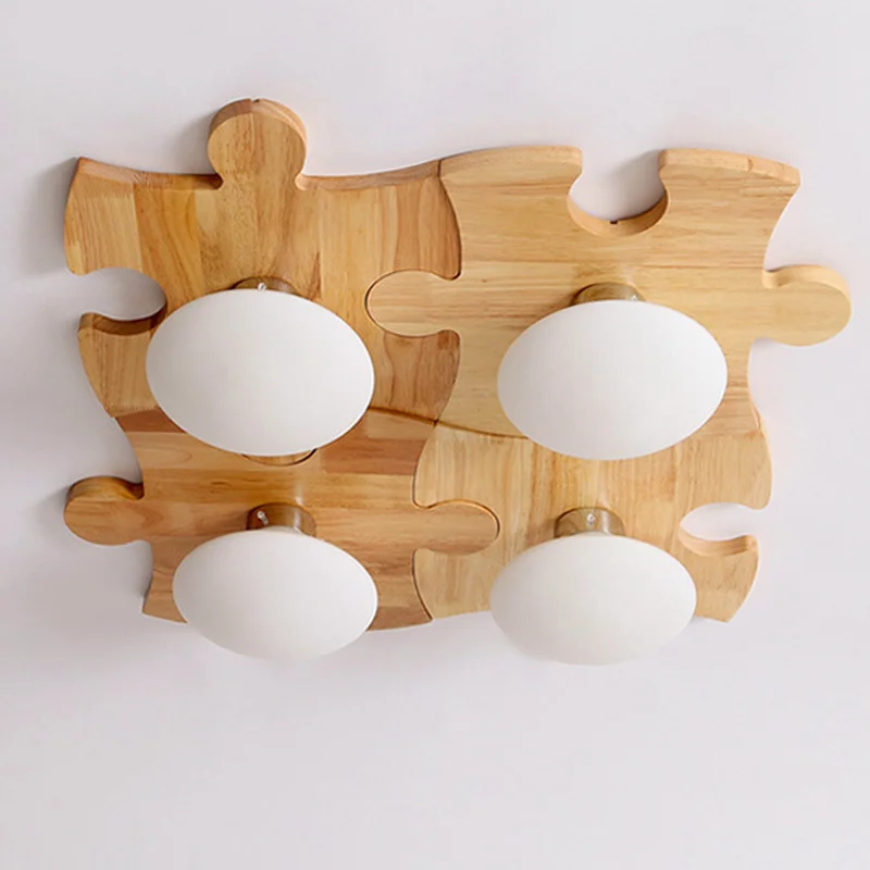 Скандинавский потолочный светильник из твердой древесины простой современный