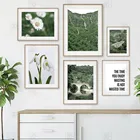 Настенная картина с изображением гор, деревни, моста, зеленой весенней лилии, скандинавские постеры и принты, настенные картины для декора гостиной