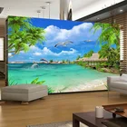 Пользовательская 3D фото настенная бумага пляж море кокосовый фон настенная живопись гостиная диван ТВ фон настенная бумага