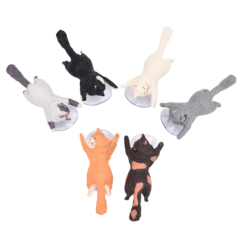 6pcsset universal cute cat cell phone holder tablets desk car stand mount sucker bracket navigation bracket desktop dashboard free global shipping