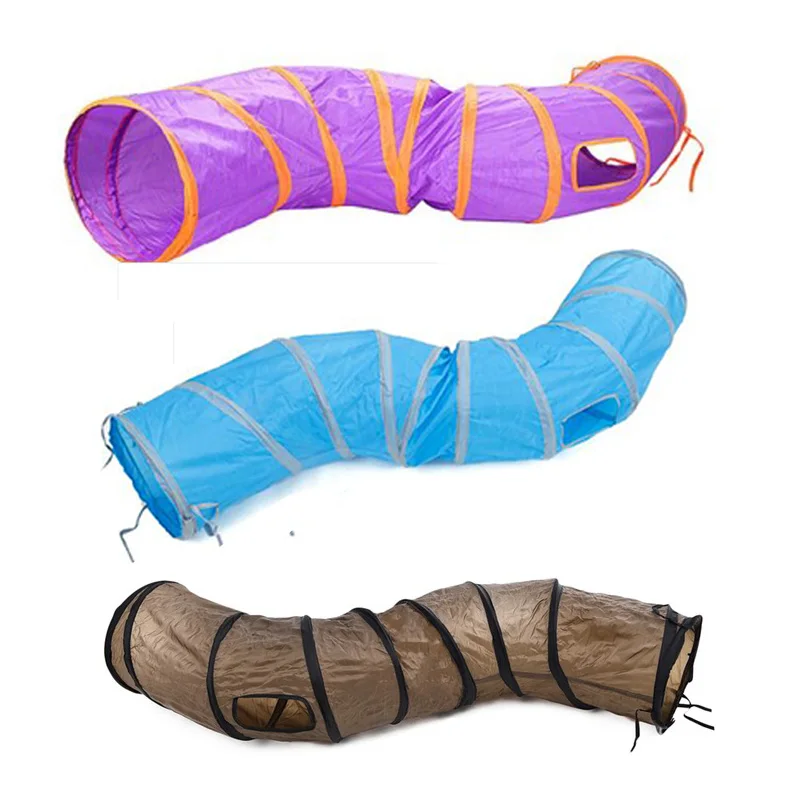 Забавный складной туннель для кошек трубка S форма 2 отверстия crinkle кошка игрушка