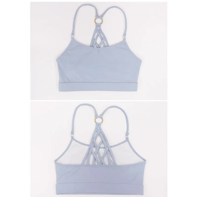 CretKoav Women Sling Sports Bra Back Cross Hollow Female Shockproof Running Quick-Drying Fitness Yoga Bra With Chest Pad