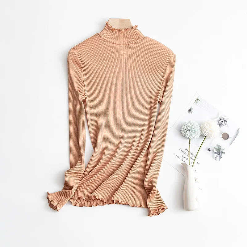 Осенне-зимний вязаный кардиган из шелка и хлопка Теплый жакет пуловер футболка