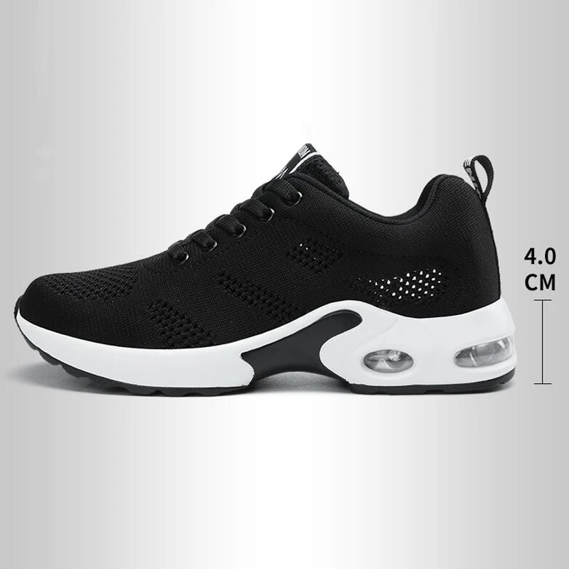 

2019 New Women Black Sneakers Autumn Fashion Breathable Air Mesh Lace Up Casual Shoes Ladies Soft Flat Comfort Walking Shoes