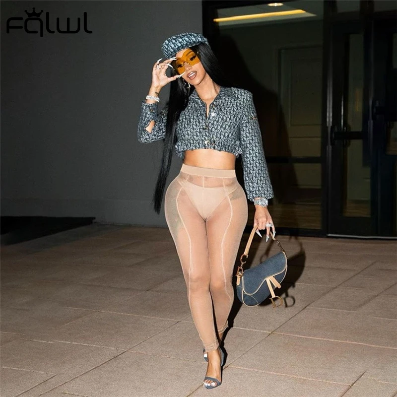 

FQLWL Летние черные розовые брюки-карандаш женские прозрачные сетчатые леггинсы с высокой талией 2021 Сексуальные Длинные обтягивающие леггин...