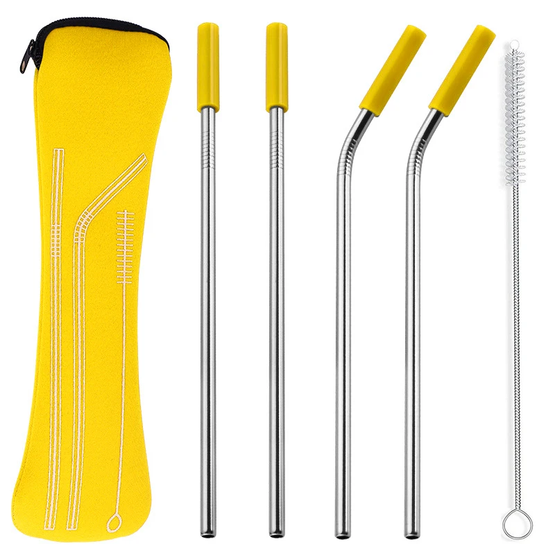 Многоразовые соломинки из нержавеющей стали прямые изогнутые для питья с