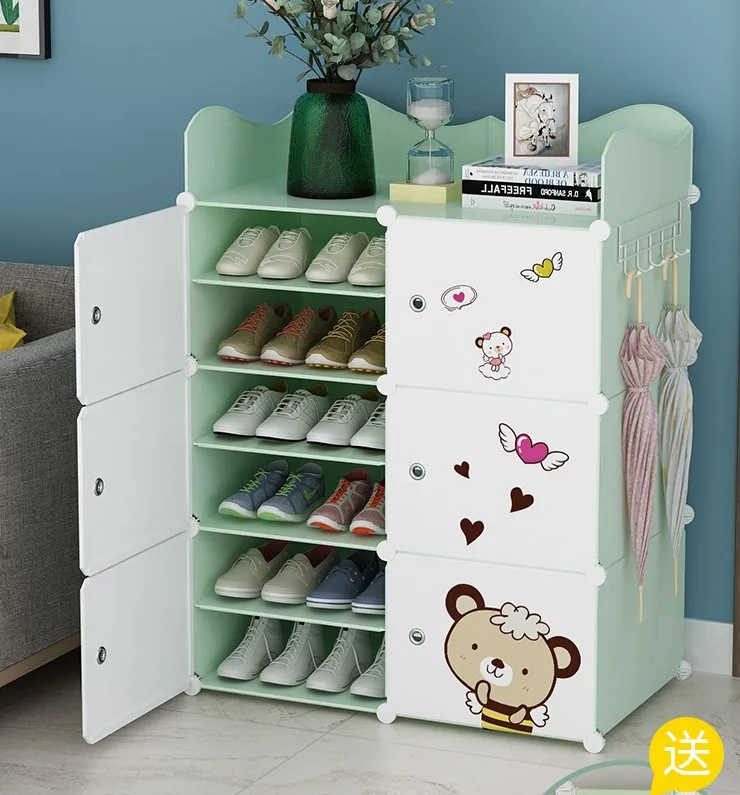 

Shoe Cabinet Storage Multi-Layer Dustproof Simple Household Assembly Door Space Saving Creative Shoes Rack and Cabinets