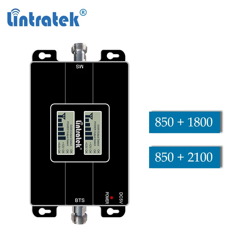 Lintratek CDMA 850 1800 DCS 2g 3g GSM WCDMA 850mhz 2100 двухдиапазонный ретранслятор сигнала мобильного