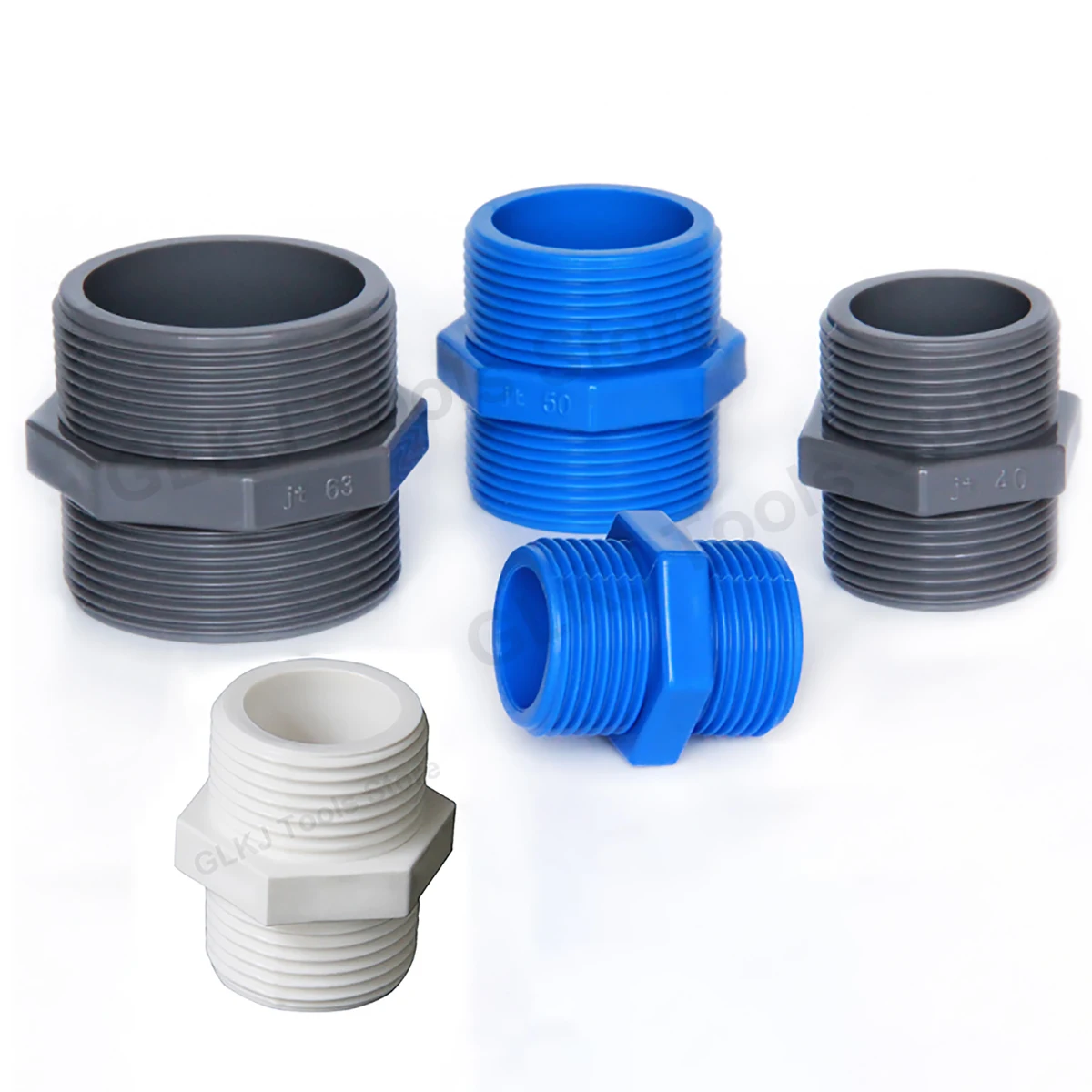 

2PCS PVC Pipe Hex Nipple Fitting Quick Coupler Adapter 1/2" ~ 2" Male Thread PVC Pipe Fittings Garden Irrigation Aquarium Joints