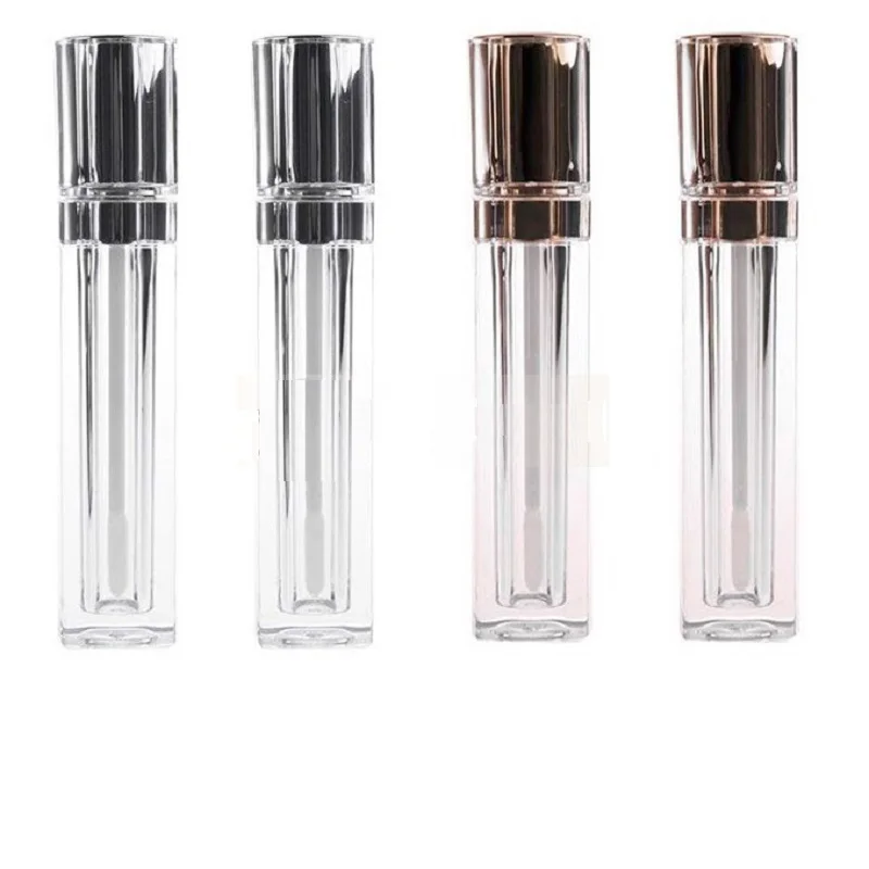 

Empty 8 ML Lip Gloss Containers Gold Silver Clear Square Cosmetic Lipgloss Packaging Lip Gloss Tubes with Wand 10pcs 30pcs 50pcs