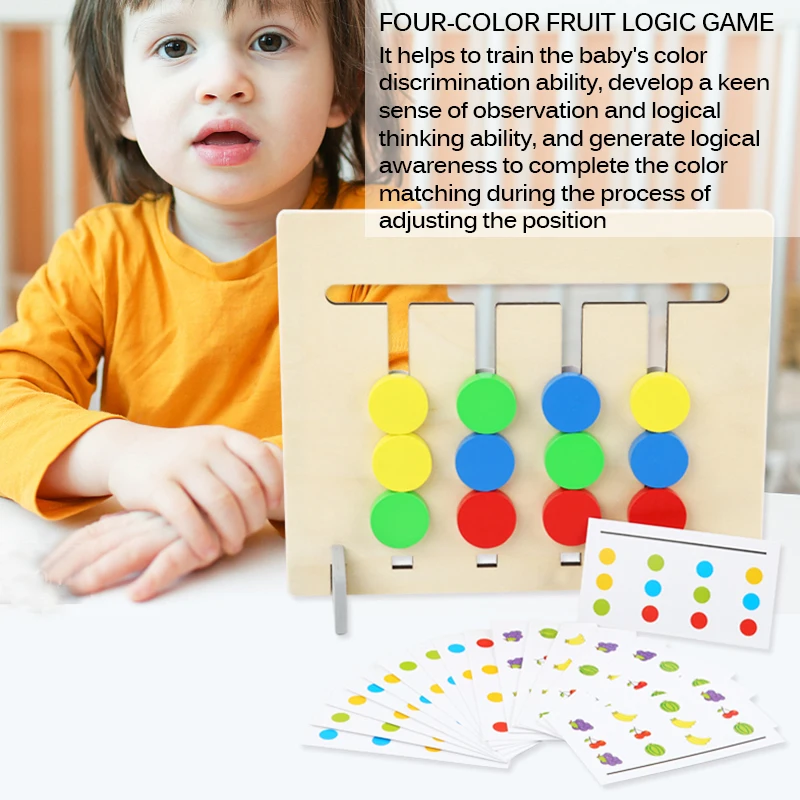 

Children Montessori Wooden Toys Colors Fruits Double Sided Matching Game Logical Reasoning Training Educational Toys