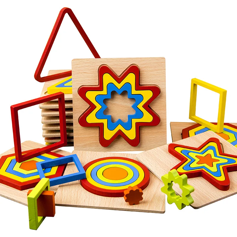 Creative Wooden Puzzle Jigsaw Color Shape Montessori Cognize Early Learning Educational Toys For Baby Kids Intelligence Develop