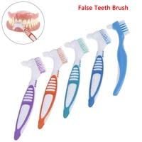 multi layered denture cleaning brush bristles false teeth brush oral care tool bristles ergonomic rubber handle