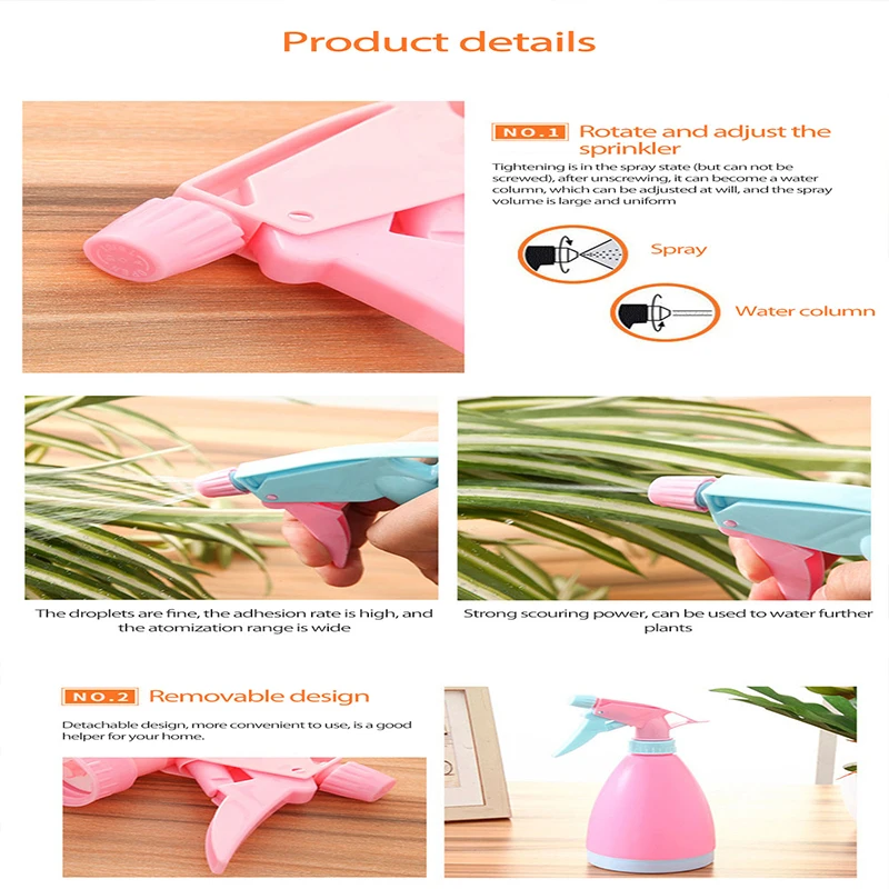 

500ml Plastic Spout Watering Can Garden Balcony Plant Watering Sprinkler Candy Color Hand Pressure Watering Can Gardening Tools