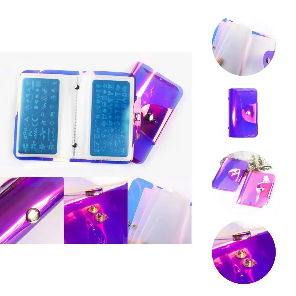 

Fashion Portable Large Capacity Reflective Nail Stamping Plates Holder Organizer Nail Plate Bag for Mold