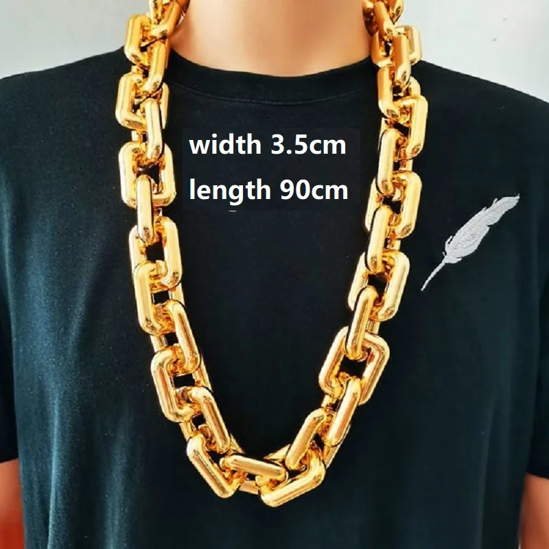 Width 35mm Exaggerated Large Chain Thick Gold Necklace Men Hip Hop Goth Halloween Gift Treasure Nouveau Riche Bar Rock Jewelry